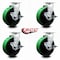 Service Caster 6 Inch Green Poly on Cast Iron Swivel Caster Set with Roller Bearings and Brakes SCC-20S620-PUR-GB-TLB-4 - alternate 4